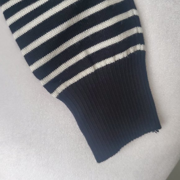 ZARA Premium Knit Drapey Cardigan Open Front Sweater Black White Stripes Winter - Picture 9 of 9